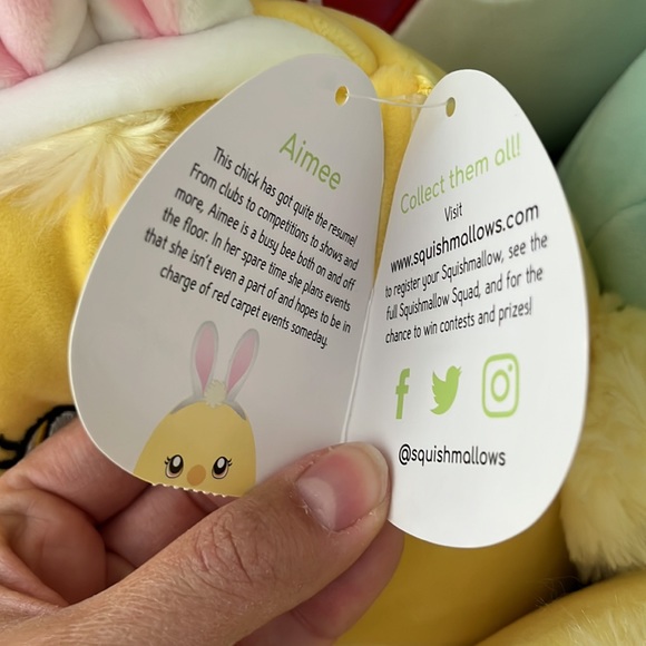Squishmallows Aimee the Easter Chick with Bunny Ears NWT 8” HTF! - Picture 5 of 5